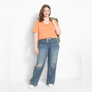 Lane Bryant elastic waist ripped jeans